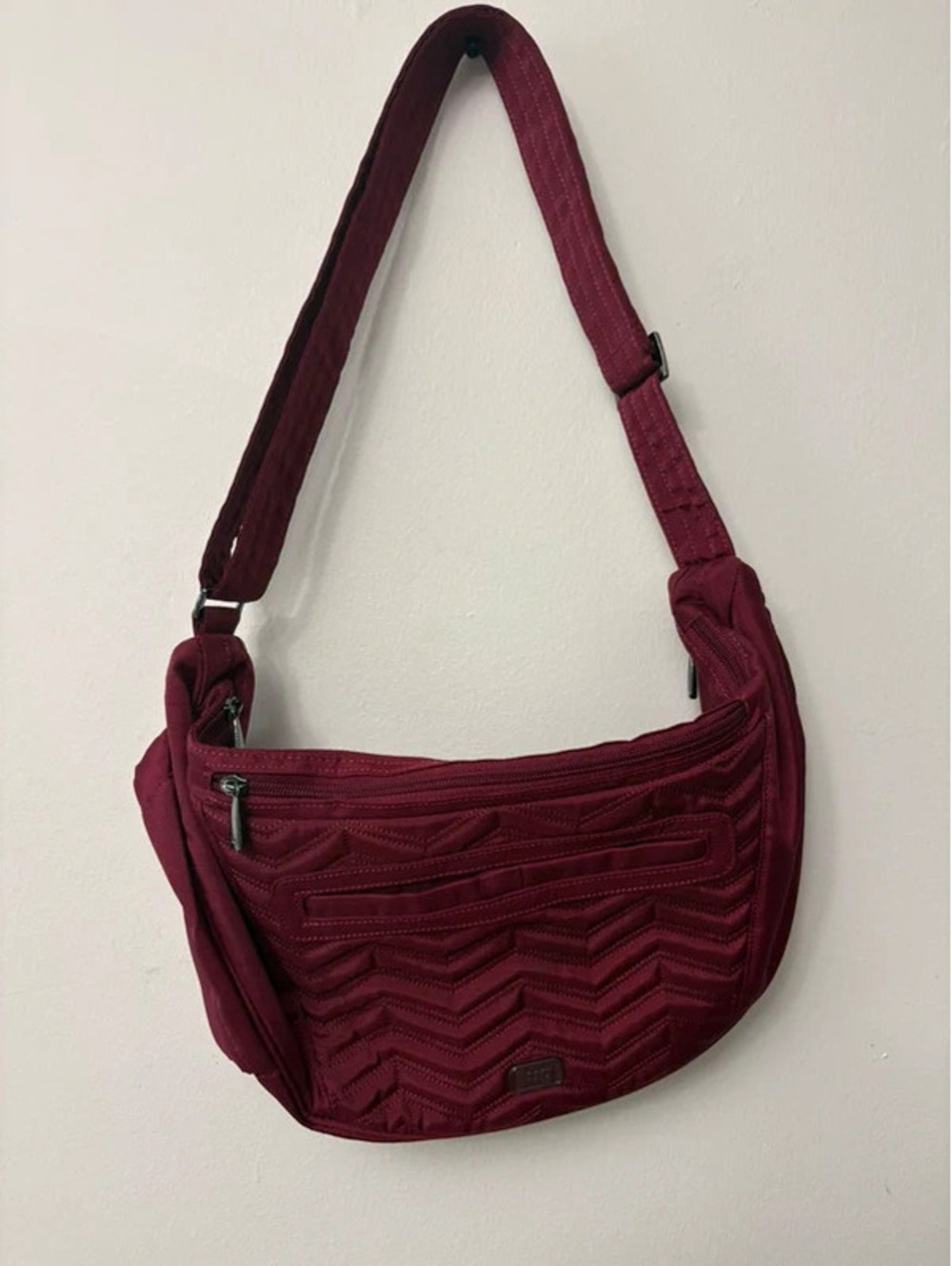 Lug Boomerang Burgundy Quilted Shoulder Bag NWOT